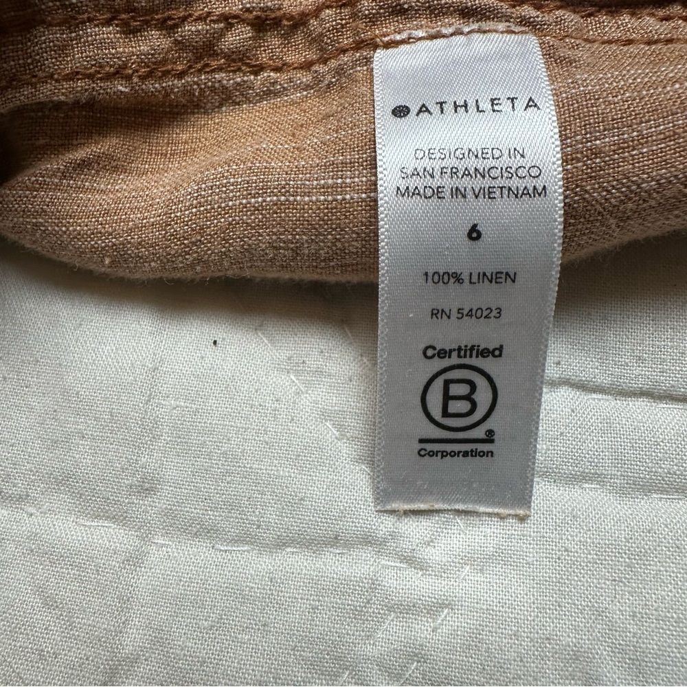 Athleta Cabo Linen Wide Leg Pants | 100% Linen Resort Coastal butter mom - Picture 10 of 12
